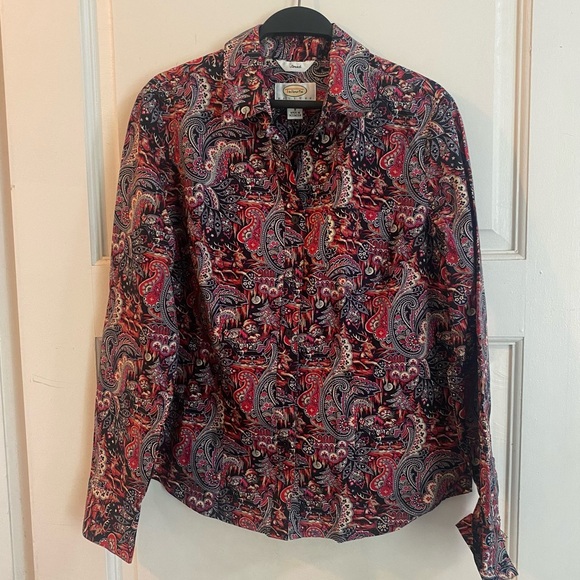 Talbots Christmas print stretch blouse - Picture 1 of 5